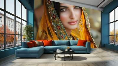 beautiful and attractive pakistani woman Wall mural