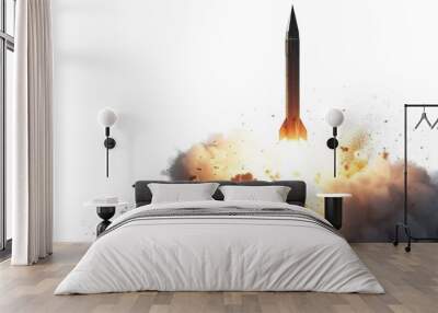 cinematic, ballistic missile launch on white background Wall mural