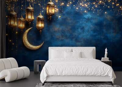 Islamic Garland with Moroccan Lanterns and Glittering Garlands Wall mural