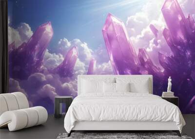 A Scenic Portrayal of Heaven with a Breathtaking Crystal Background and Radiant Light Wall mural