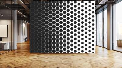 Abstract black hexagon technology pattern consists of different hexagons isolated on white background. Geometric shape elements for presentation design. Suit for corporate, technology, business, talks Wall mural