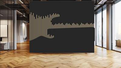 Electric guitar shape with equalizer strip lines isolated on a black background. Abstract music instrument concept with audio waveforms. Vector illustration Wall mural