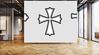 Simple flat outlined religion crosses icon collection isolated on white background. Christian holy cross vector sign for presentation, app, and website. Christianity, religion and faith concept Wall mural