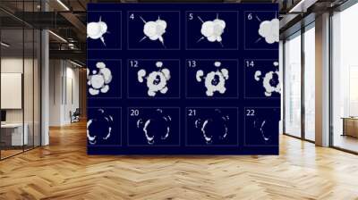 Smoke burst sprite sheet animation. Animation of smoke effect. 2d classic animation smoke effect.-vector Wall mural