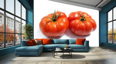 fresh and delicious red tomatoes isolated on white Wall mural