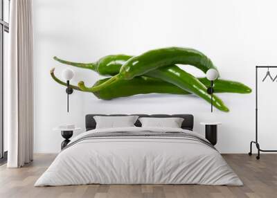 green chili peppers isolated on white background Wall mural