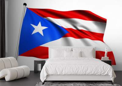 Puerto Rico flag with fabric structure on white background Wall mural