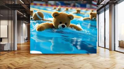 A simple and clear name for the image could be Bear swimming in a pool Wall mural