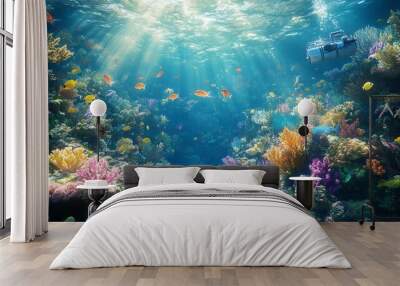 Aerial view of an intricate underwater world Wall mural