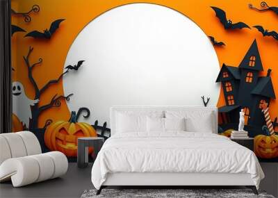 halloween background with pumpkins Wall mural