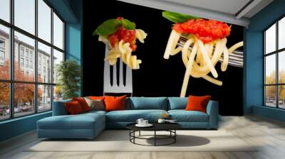 Banner of pasta on black background Wall mural