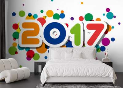 Creative text 2017 with balloon Wall mural