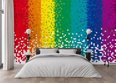 Pixel pattern. Abstract mosaic gradient design background. Rainbow colored background. Vector illustration. Wall mural