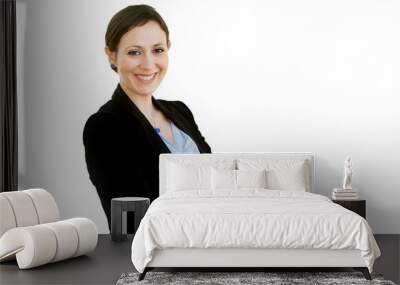 Successful business woman looking confident and smiling, isolate Wall mural