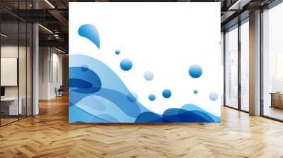 Summer background and banner with water, splash and waves in vector abstract shape Wall mural