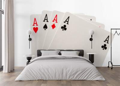 The combination of playing cards poker casino. Isolated four aces Wall mural