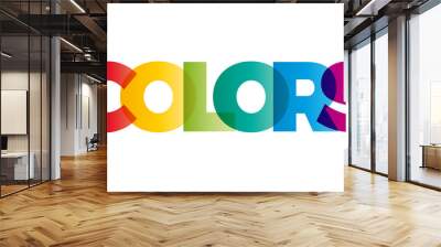 The word Colors. Vector banner with the text colored rainbow. Wall mural