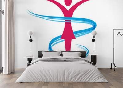 Vector abstract girl dancing. Concept of healthy diet Wall mural