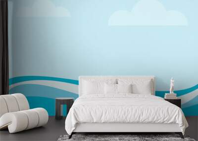 Vector background blue sea, waves and sky. summer concept Wall mural