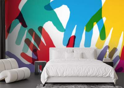 Vector banner teamwork, open hands. Solidarity concept, background Wall mural