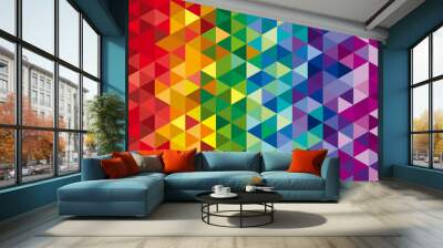 Vector geometric background, mosaic of triangles and cubes in ra Wall mural