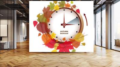 Vector illustration of a clock showing the time change Wall mural