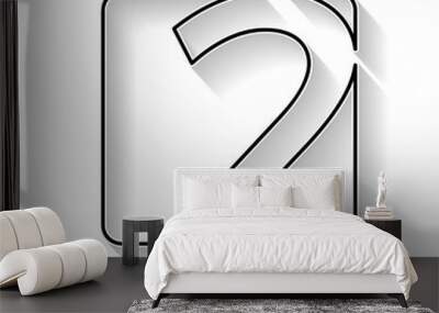 vector number 2. sign made with black line Wall mural