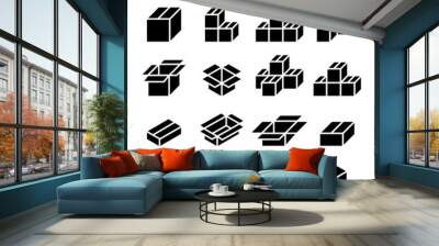 Box icon set Wall mural