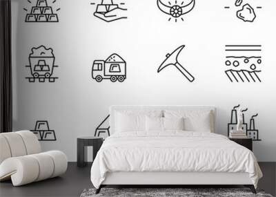 Gold icon set in thin line style Wall mural