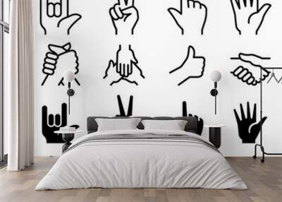 Human hand icon set Wall mural