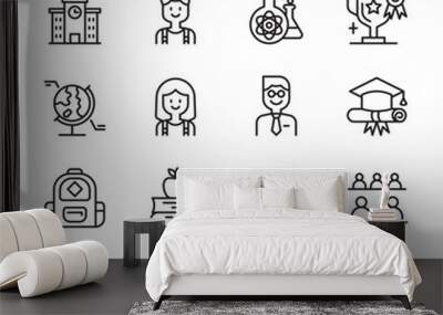 School icon set in thin line style Wall mural