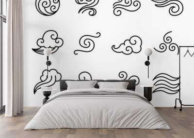 Wind icon set in thin line style Wall mural