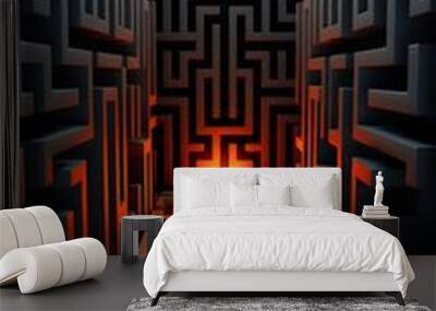 Graphite labyrinth signifies triumph over challenges, highlighting exceptional quality Wall mural