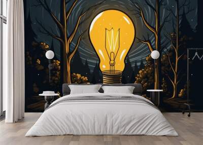 Innovative light bulb illustration radiating bright ideas in a creative design concept Wall mural