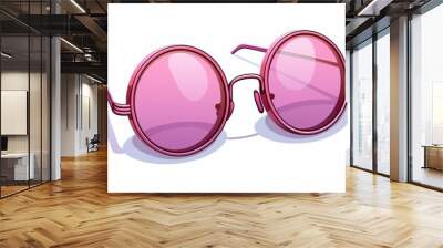 Stylish isolated pink glasses on a white background perfect for fashion and accessories display Wall mural