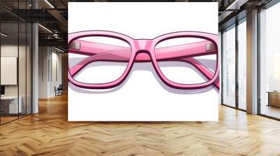 Stylish pink glasses isolated on a crisp white background for fashion and accessory trends Wall mural