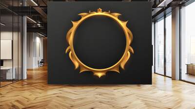 Fantasy golden vintage circle border frame on black background Wall mural