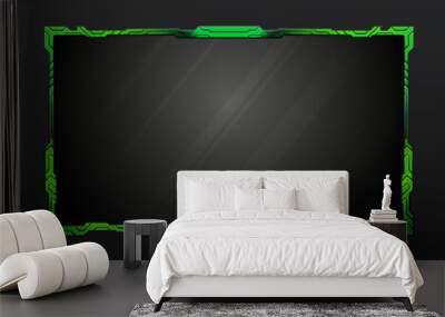 Futuristic neon green border stream overlay webcam screen gui border frame for video broadcast Wall mural