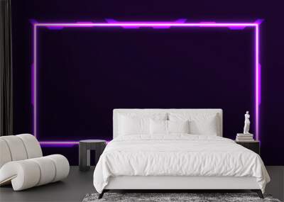 Futuristic purple neon stream overlay screen border frame template Wall mural