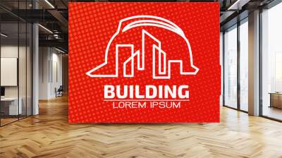 Building logo,architecture building vector logo design template. Skyscraper real estate business theme icon.  Wall mural