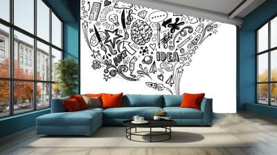 Creative art doodles hand drawn Design illustration. Wall mural