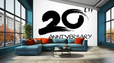 Vector Brush Calligraphy 20 years anniversary Sign Isolated on Grey Background Wall mural