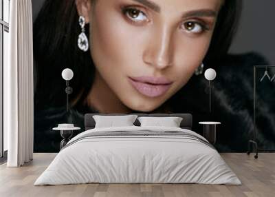 Beauty Makeup. Gorgeous Woman Face With Jewelry Wall mural