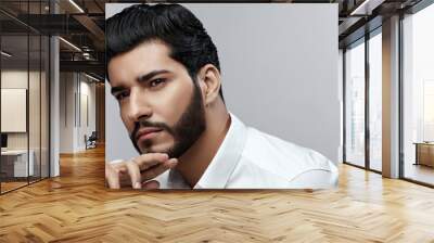 Beauty. Man With Hair Style And Beard Portrait. Handsome Male  Wall mural