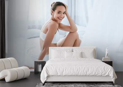 Happy Woman With Beautiful Face And Body. Beauty And Skin Care Wall mural