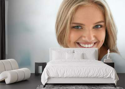 Portrait Beautiful Happy Woman With White Teeth Smiling. Beauty. High Resolution Image Wall mural