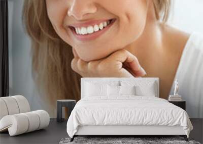 Portrait Beautiful Happy Woman With White Teeth Smiling. Beauty. High Resolution Image Wall mural