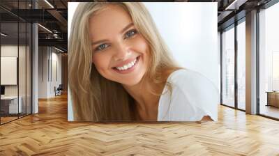 Portrait Beautiful Happy Woman With White Teeth Smiling. Beauty. High Resolution Image Wall mural