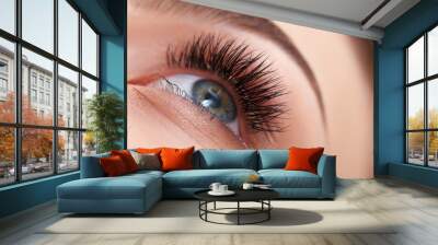 Woman Eye with Long Eyelashes. Eyelash Extension Wall mural