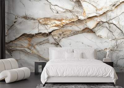 Abstract background, creative texture of white marble with gold veins. Wall mural